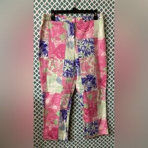 Lilly Pulitzer Vibrant Pink and Blue Floral Pants Size 10
